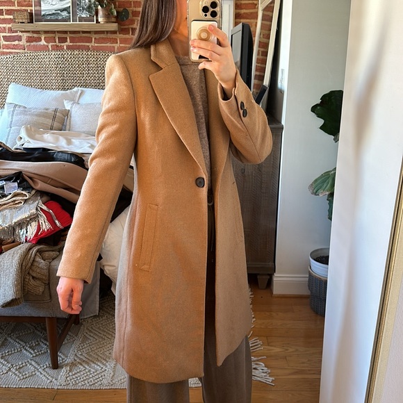 ZARA FELT TEXTURE COAT 8431/102 TAUPE BROWN TAN JACKET PEACOAT WOOL BLEND - Picture 10 of 17